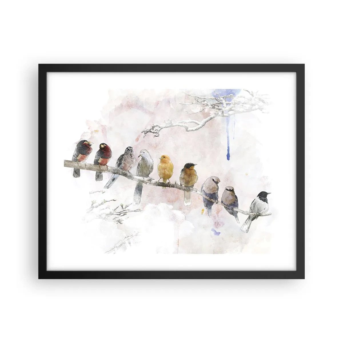 Pôster com moldura preta - Reunião alada - 50x40 cm