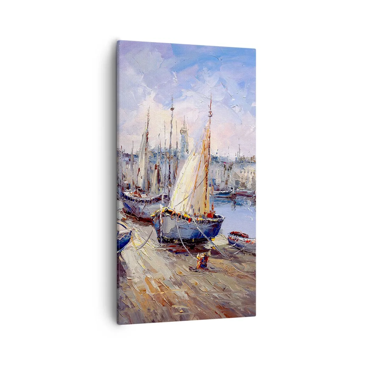 Quadro em tela - Uma cidade à beira da baía - 55x100 cm