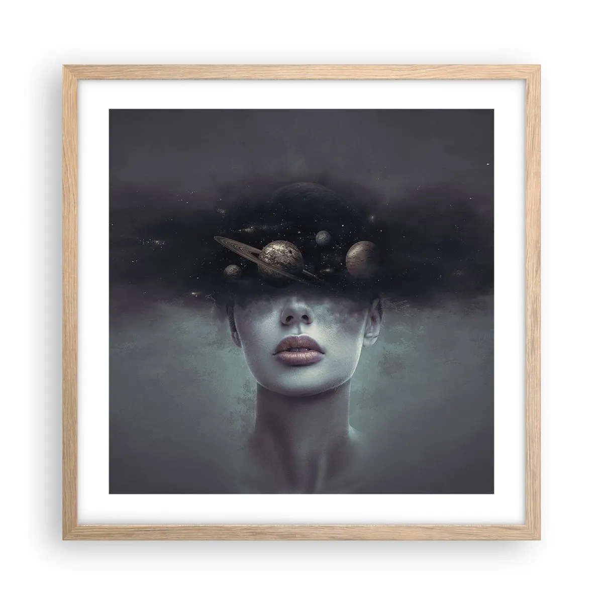 Pôster com moldura de carvalho claro - E os planetas estão a enlouquecer... - 50x50 cm