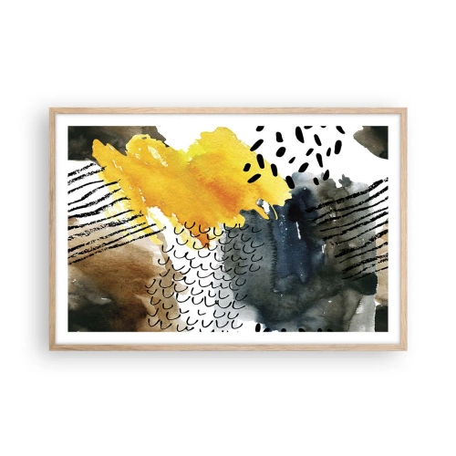 Pôster com moldura de carvalho claro - Reunião dos elementos da natureza - 91x61 cm