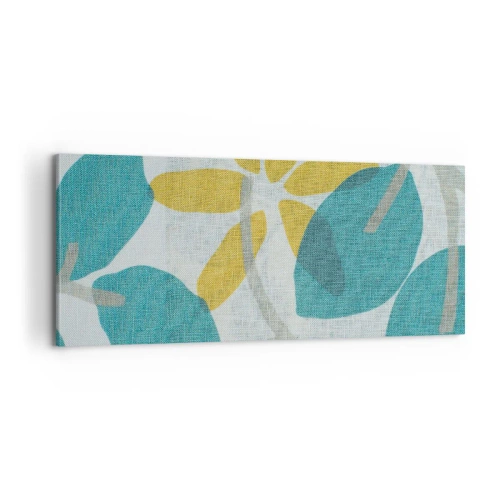 Quadro em tela - Entre as folhas azuis - 100x40 cm