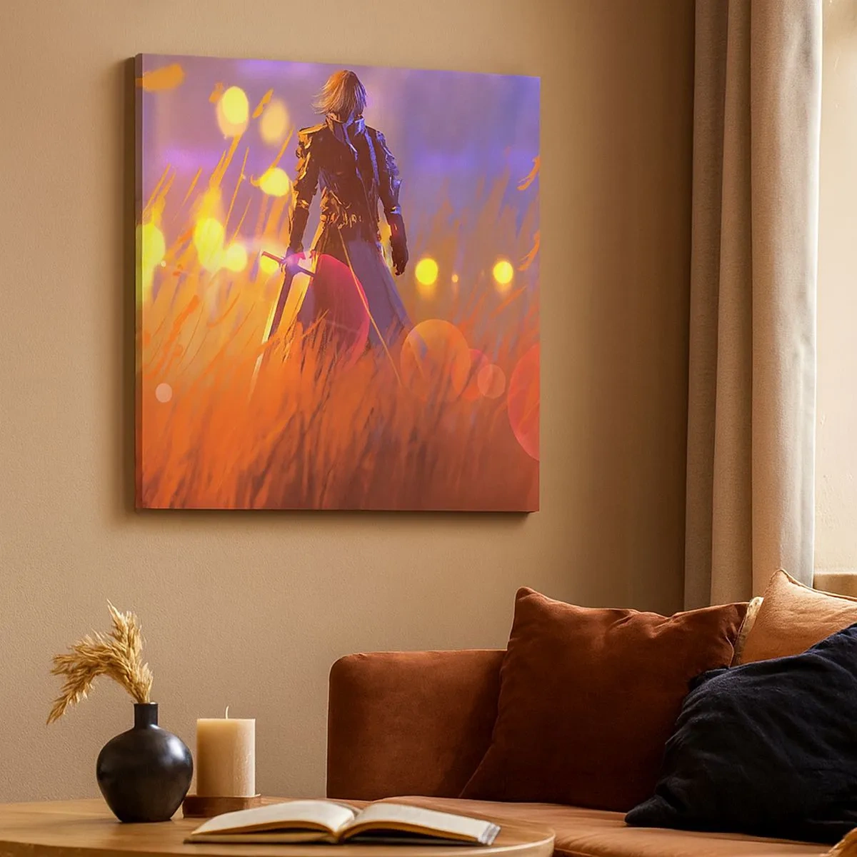 Quadro em tela - Cavaleiro errante - 30x30 cm