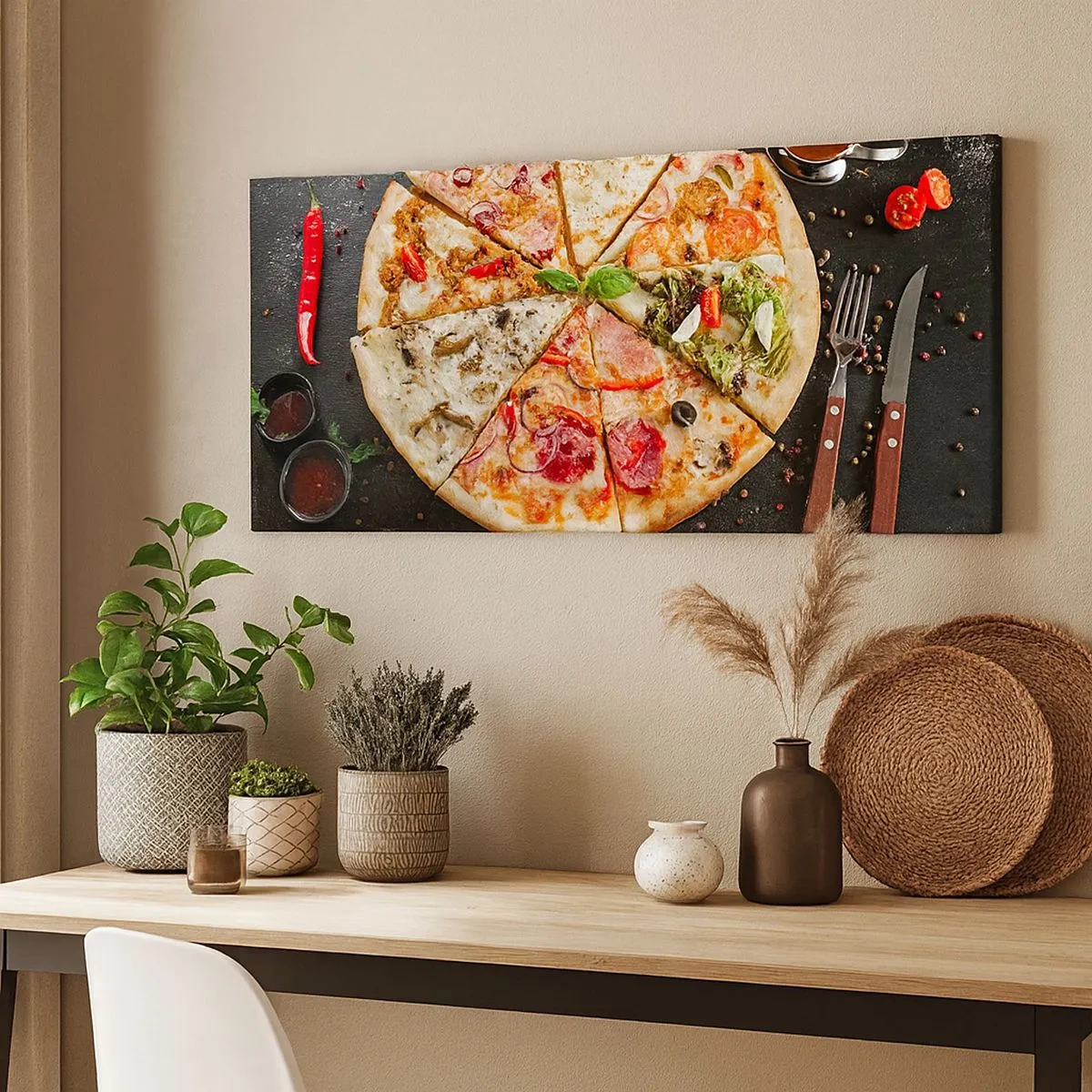 Quadro em tela - Gama de sabores - 100x40 cm