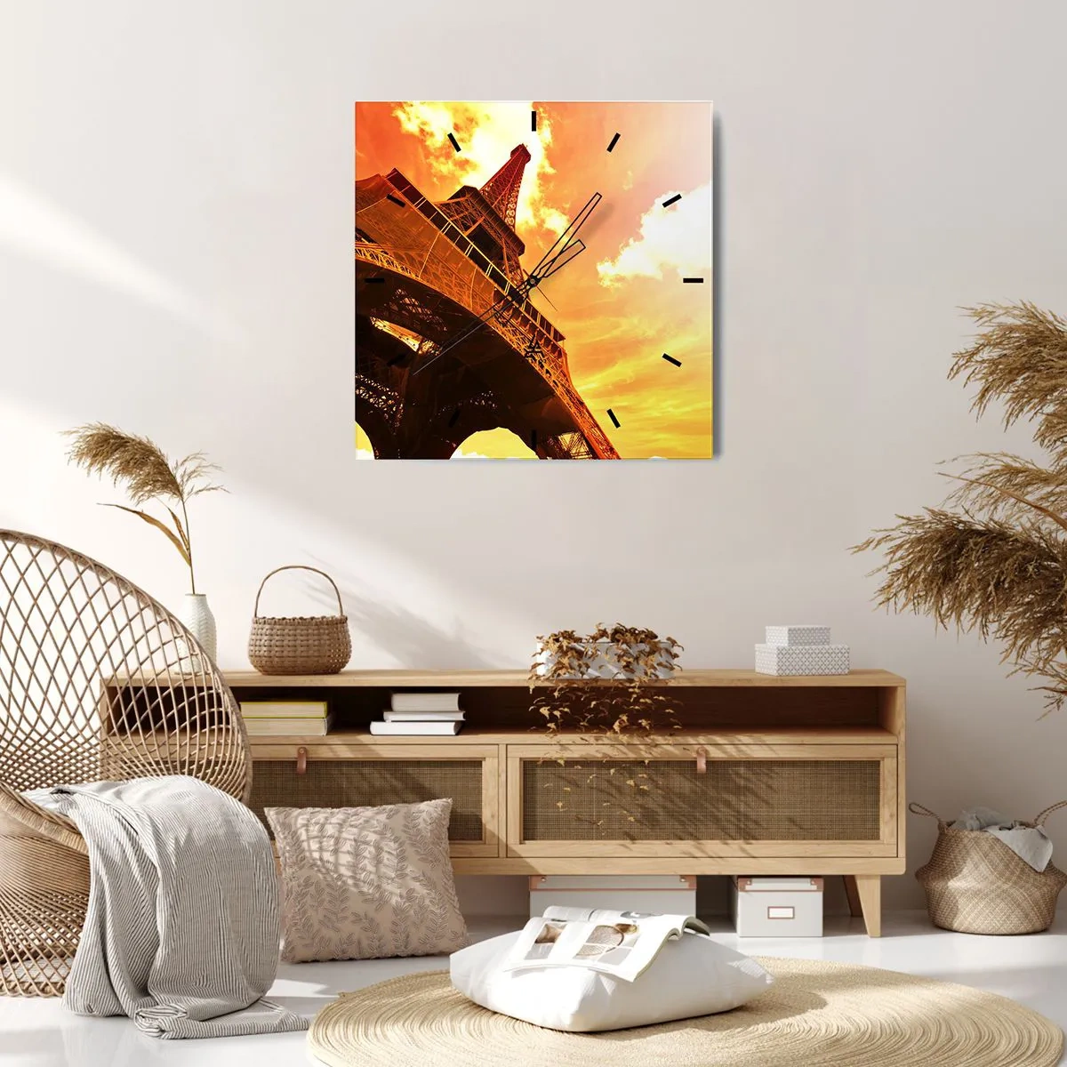Relógio de parede - Relógio em vidro - Monumental, dourada pelo sol - 40x40 cm