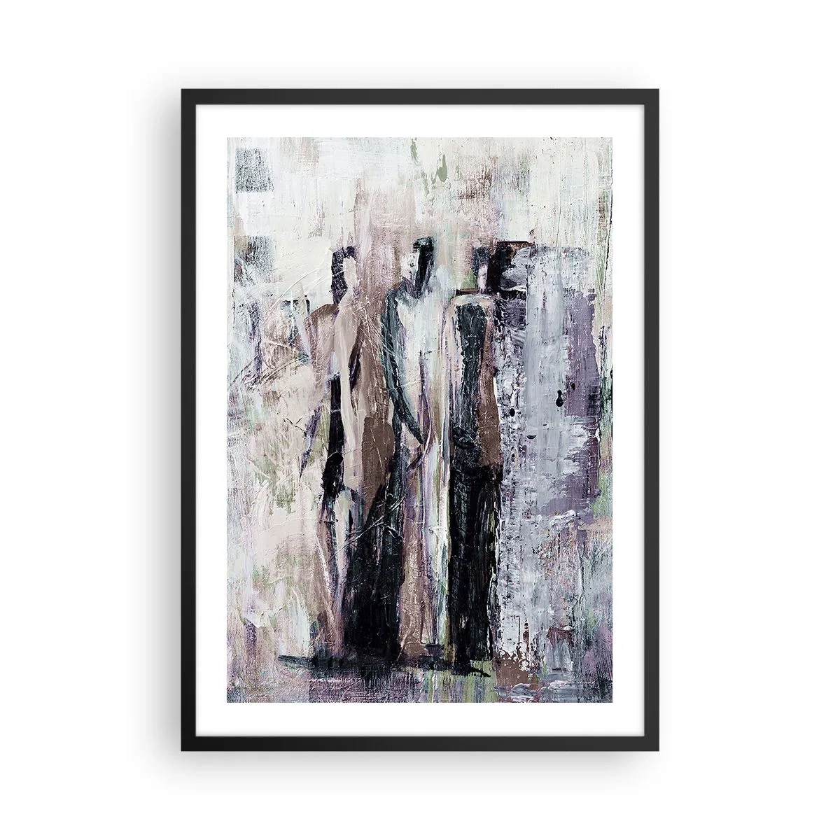 Pôster com moldura preta - Figuras abstratas em cores suaves - 50x70cm - Três misteriosos - Decoração de parede moderna para a sala de estar e quarto ARTTOR
