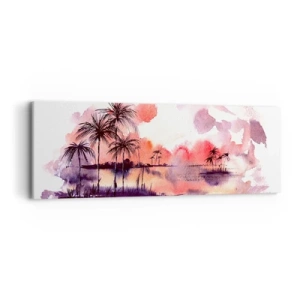 Quadro em tela - A tranquilidade dos trópicos em vermelho - 90x30 cm