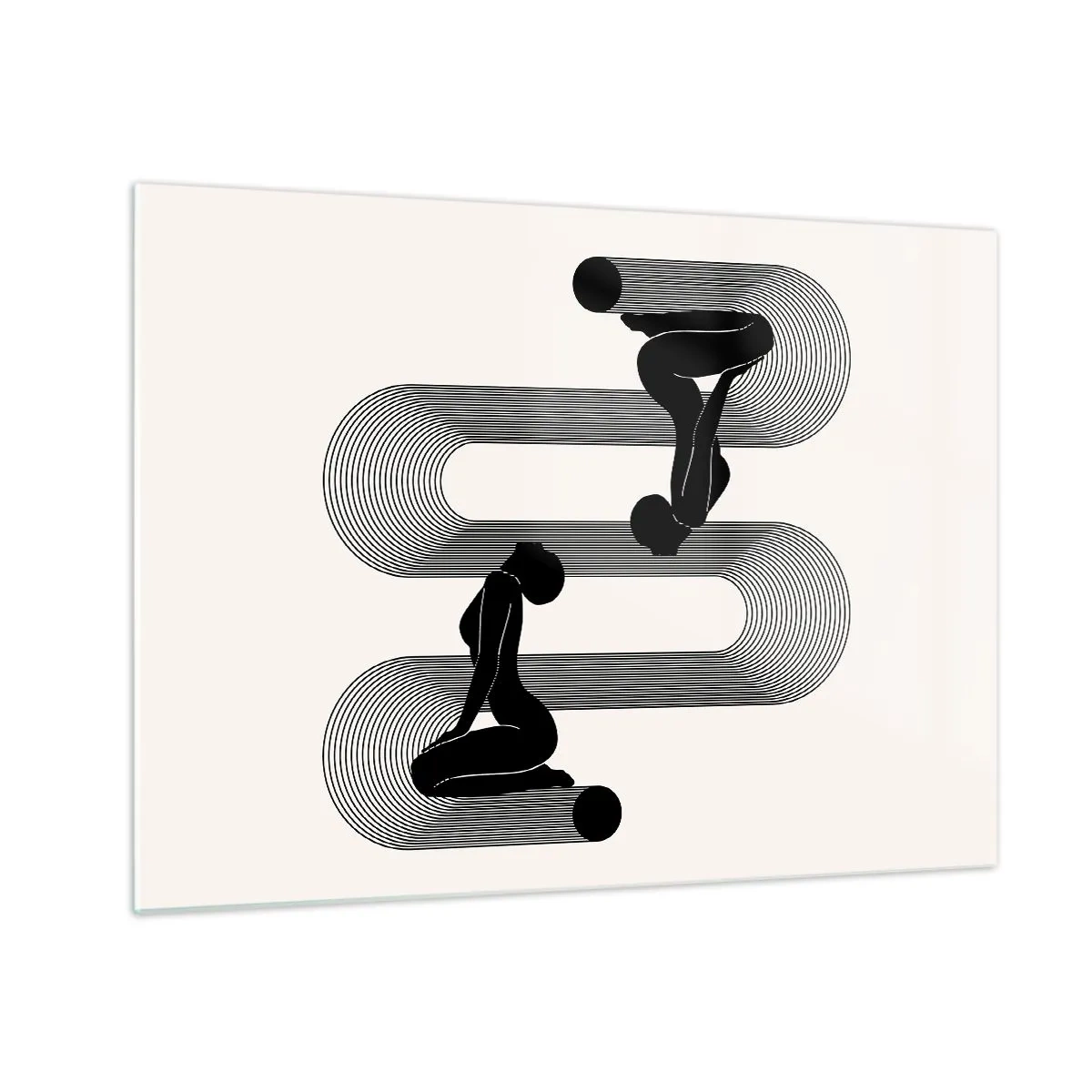 Quadro em vidro - Silhuetas femininas minimalistas com um motivo de linha gráfica - 70x50cm - Simetria sensual - Decoração de parede moderna para a sala de estar e quarto ARTTOR