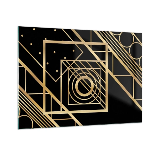 Quadro em vidro - Geometria dourada - 100x70 cm