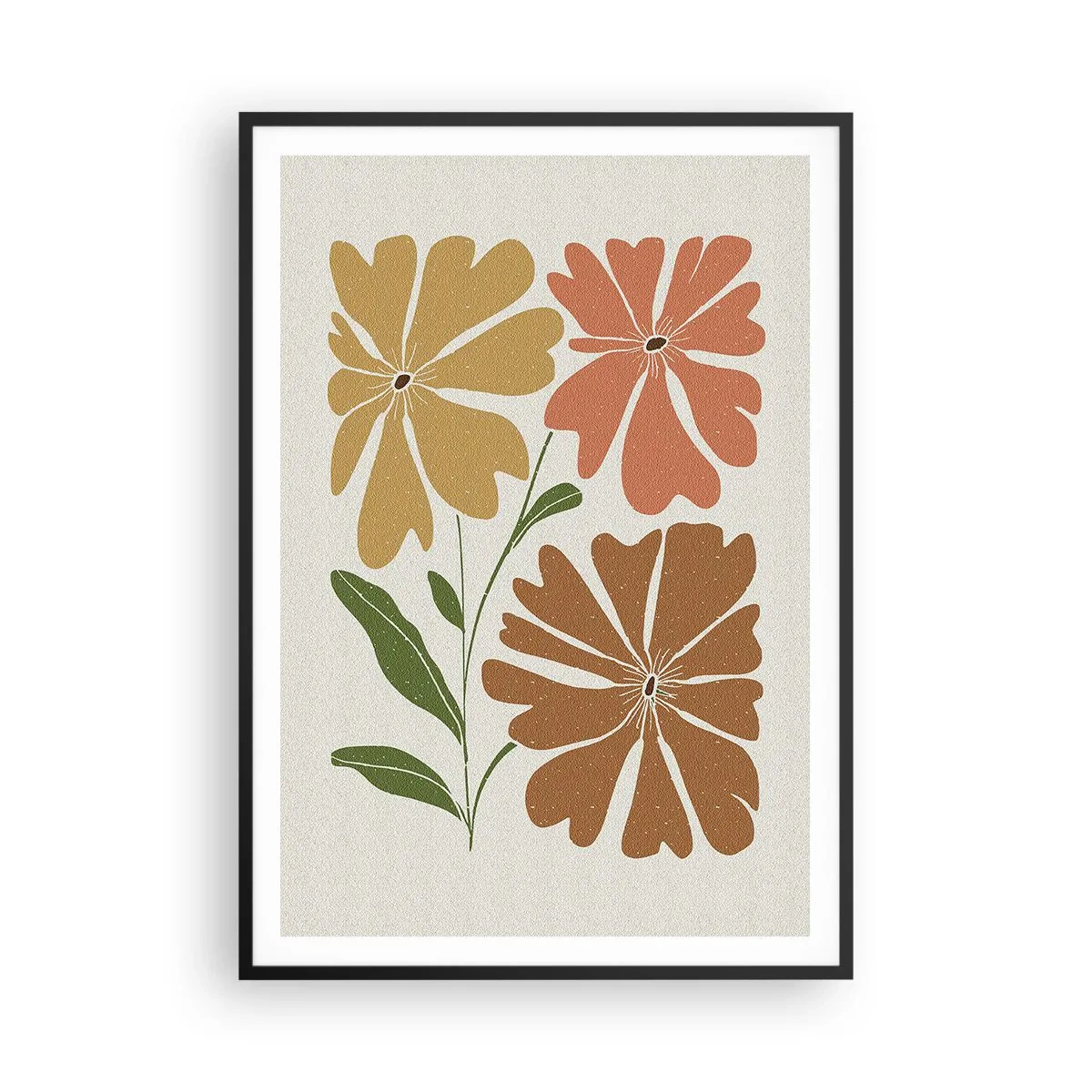 Pôster com moldura preta - Natureza e geometria - 70x100 cm