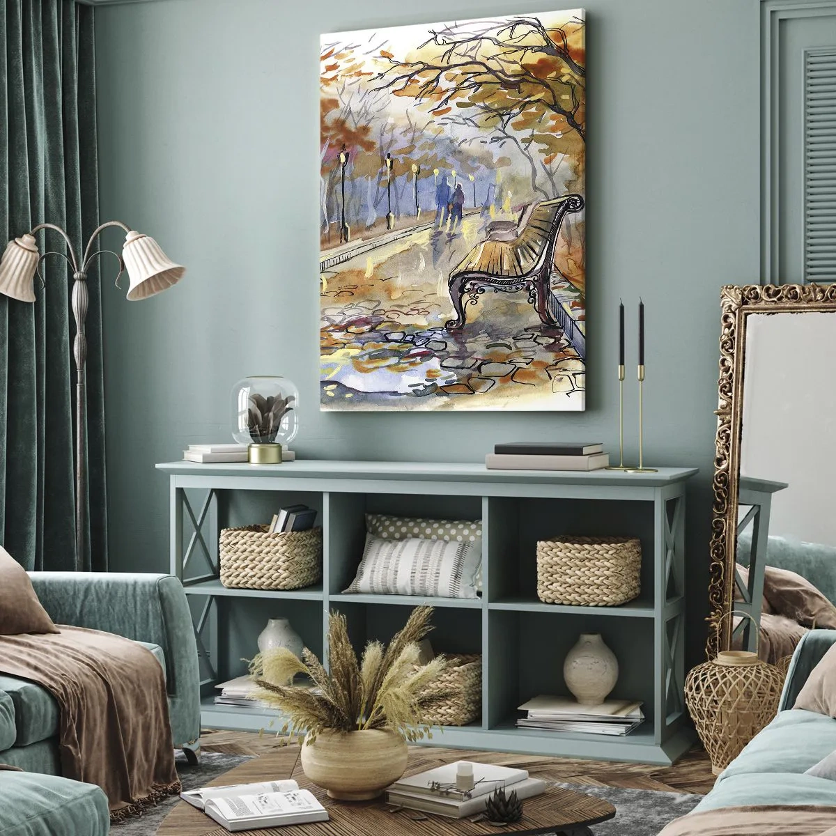 Quadro em tela - Juntos pelo outono - 45x80 cm
