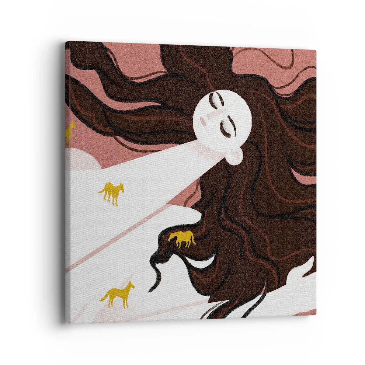 Quadro em tela - Sonho com um cavalo dourado - 40x40 cm