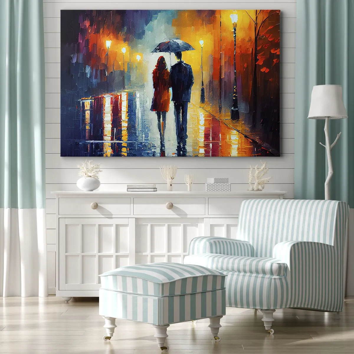 Quadro em tela - Juntos – uma noite colorida - 70x50 cm