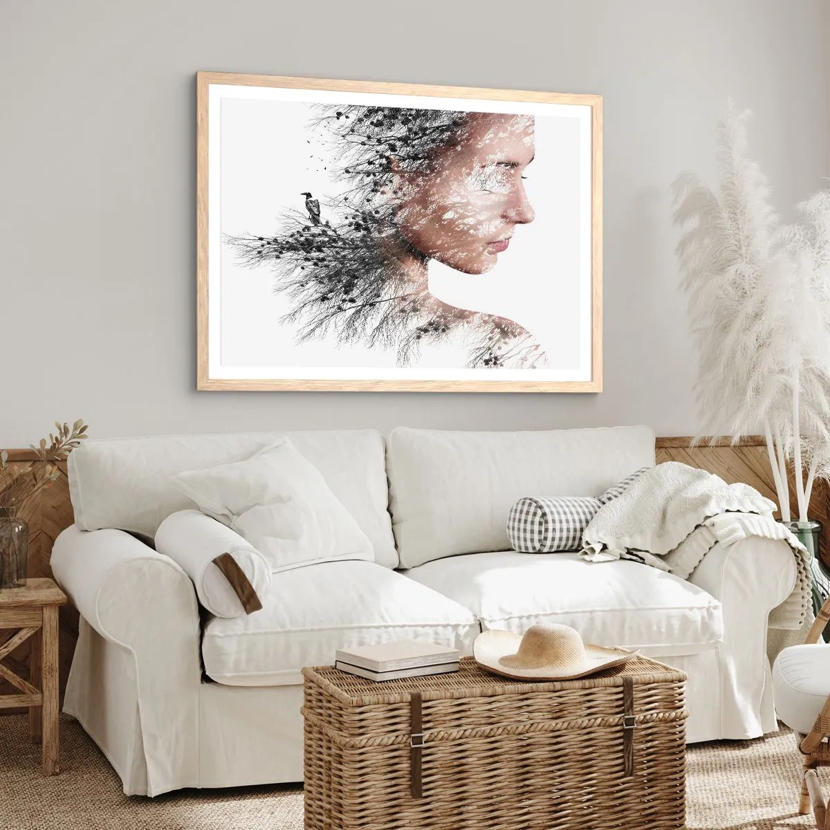 Pôster com moldura de carvalho claro - Espírito da floresta - 100x70 cm