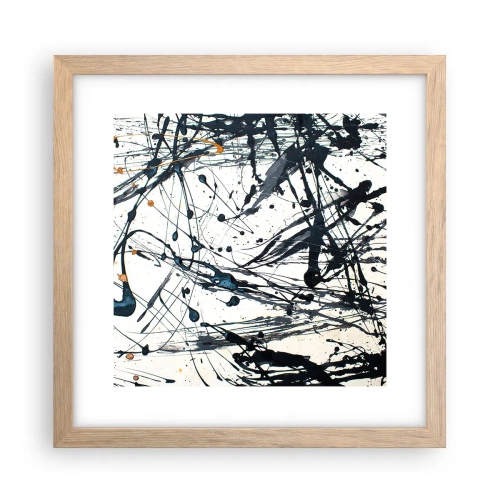 Pôster com moldura de carvalho claro - Abstração expressionista - 30x30 cm