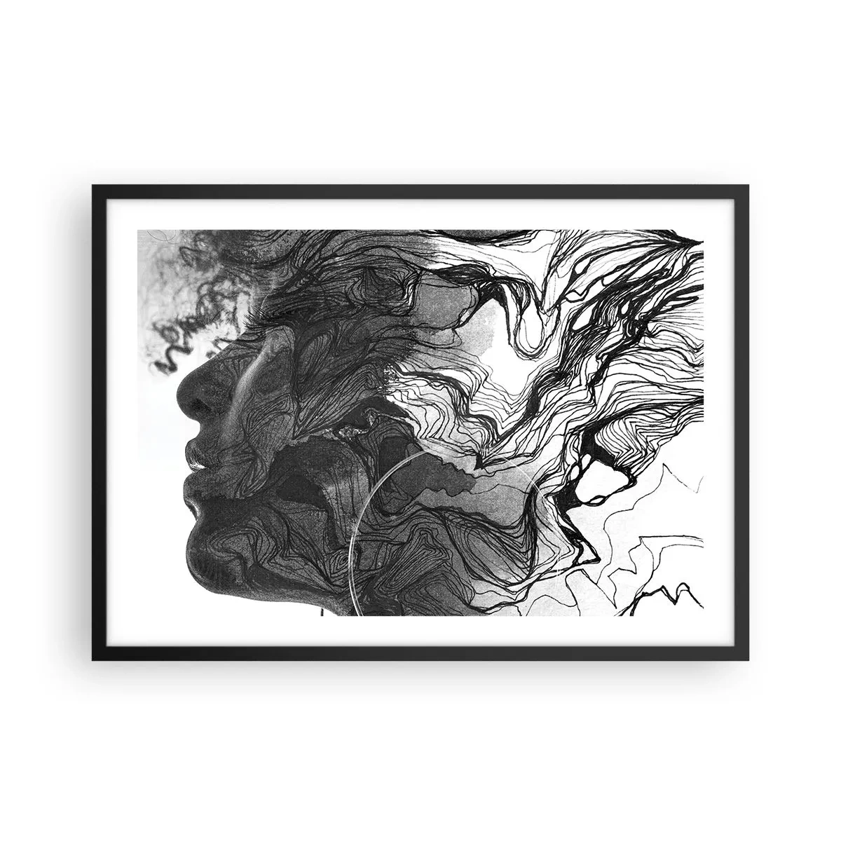 Pôster com moldura preta - Entrelaçados em sonhos - 70x50 cm