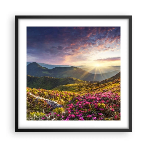 Pôster com moldura preta - A frescura de uma manhã nas montanhas - 50x50 cm