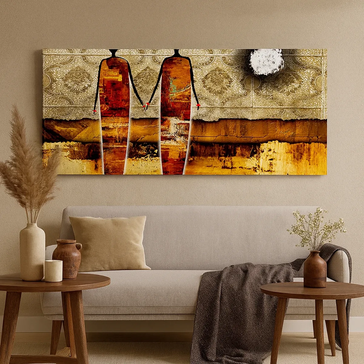 Quadro em tela - Composição étnica nas cores da África - 30x30 cm