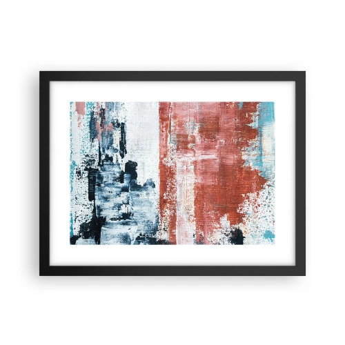 Pôster com moldura preta - Meio a meio abstrato - 40x30 cm