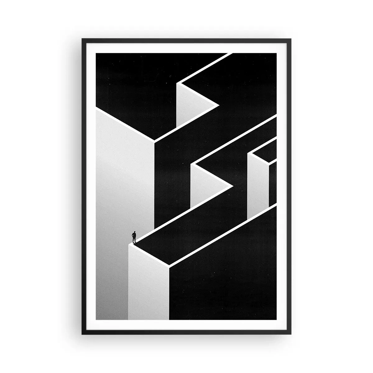 Pôster com moldura preta - Solidão no topo - 70x100 cm