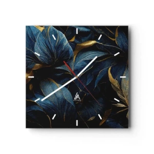 Relógio de parede - Relógio em vidro - Forrado com ouro - 40x40 cm