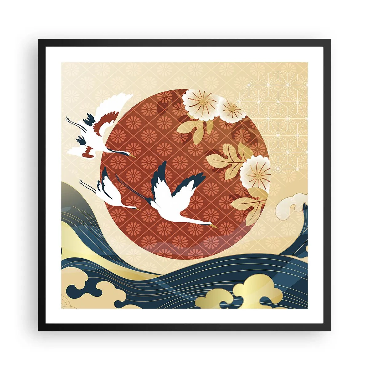 Pôster com moldura preta - Conto de fadas japonês - 60x60 cm