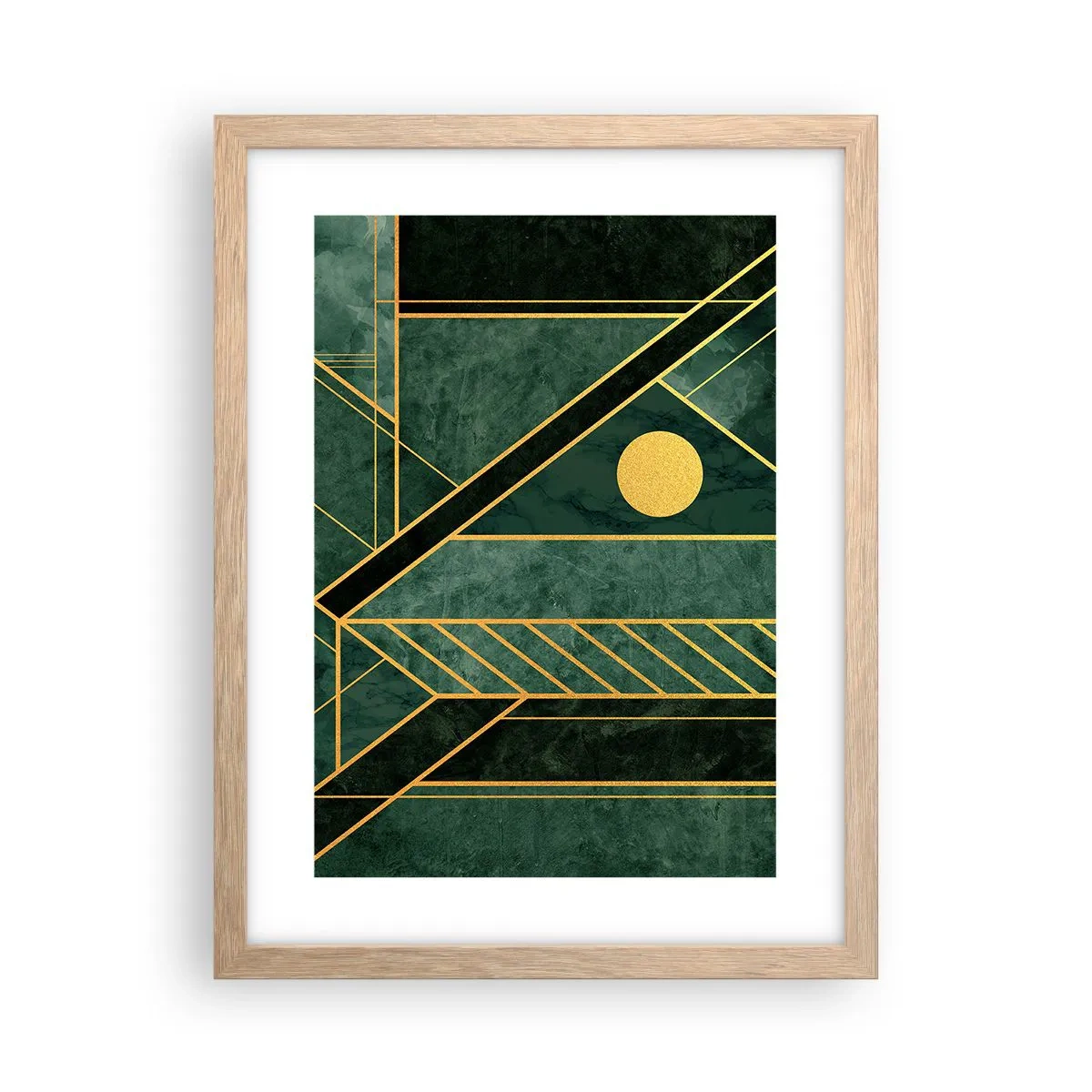 Pôster com moldura de carvalho claro - A dinâmica do ouro e do azul - 30x40 cm