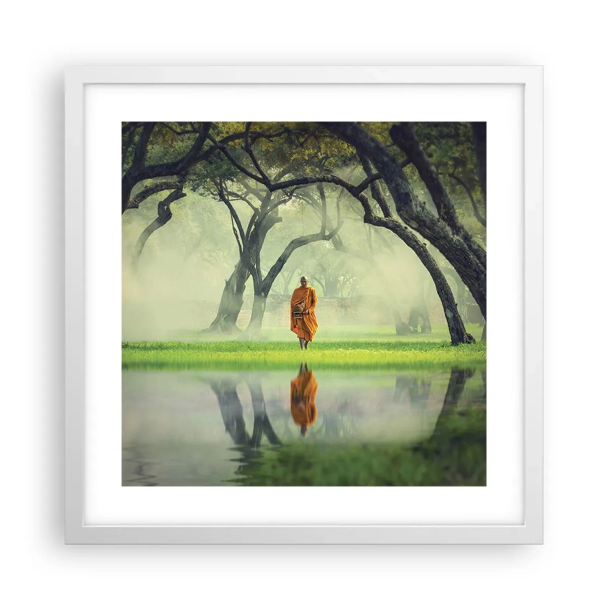 Pôster em moldura branca - A caminho da iluminação - 40x40 cm