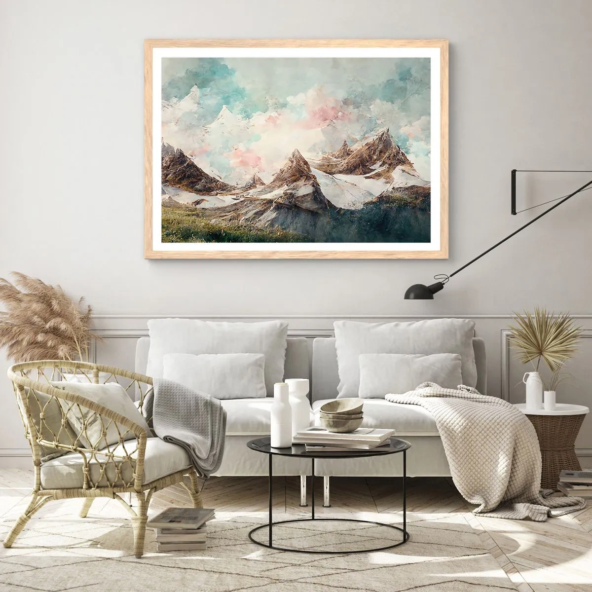 Pôster com moldura de carvalho claro - Lâminas de rocha - 91x61 cm