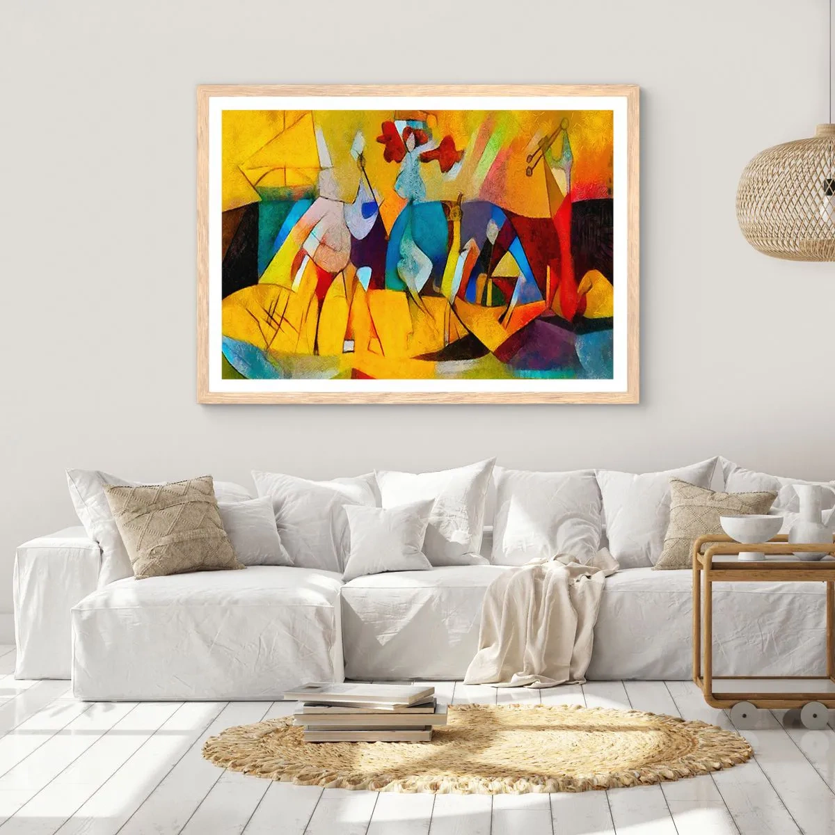 Pôster com moldura de carvalho claro - Sol - vida - alegria - 40x30 cm