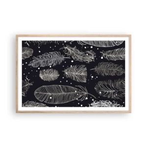 Pôster com moldura de carvalho claro - Rendas de penas - 91x61 cm