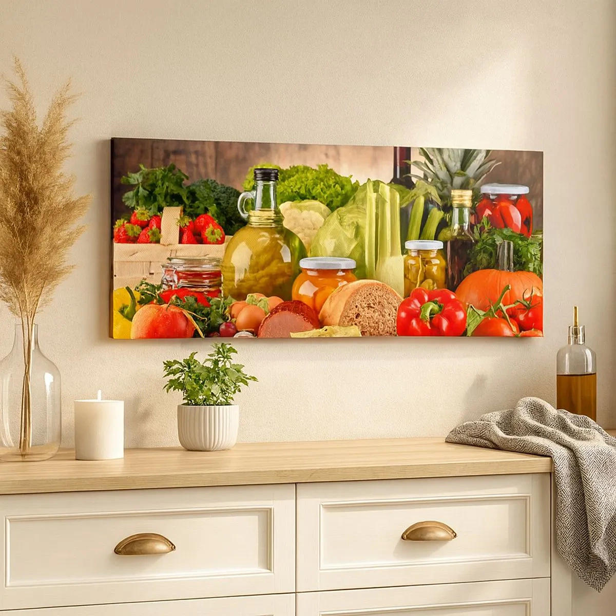 Quadro em tela - Defumados, cozidos, em conserva - 100x40 cm