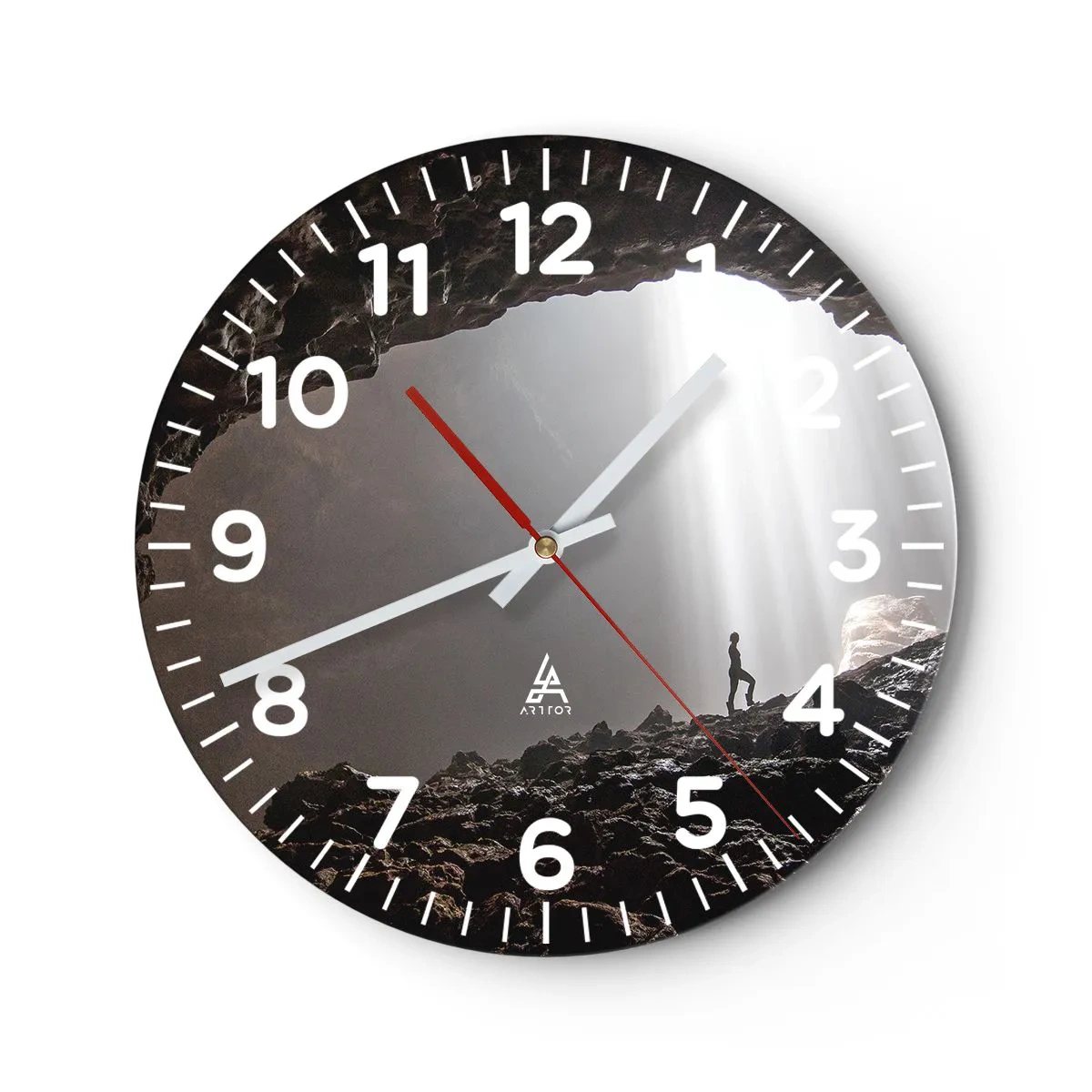 Relógio de parede - Relógio em vidro - Gruta luminosa - 30x30 cm