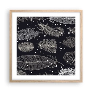 Pôster com moldura de carvalho claro - Rendas de penas - 50x50 cm