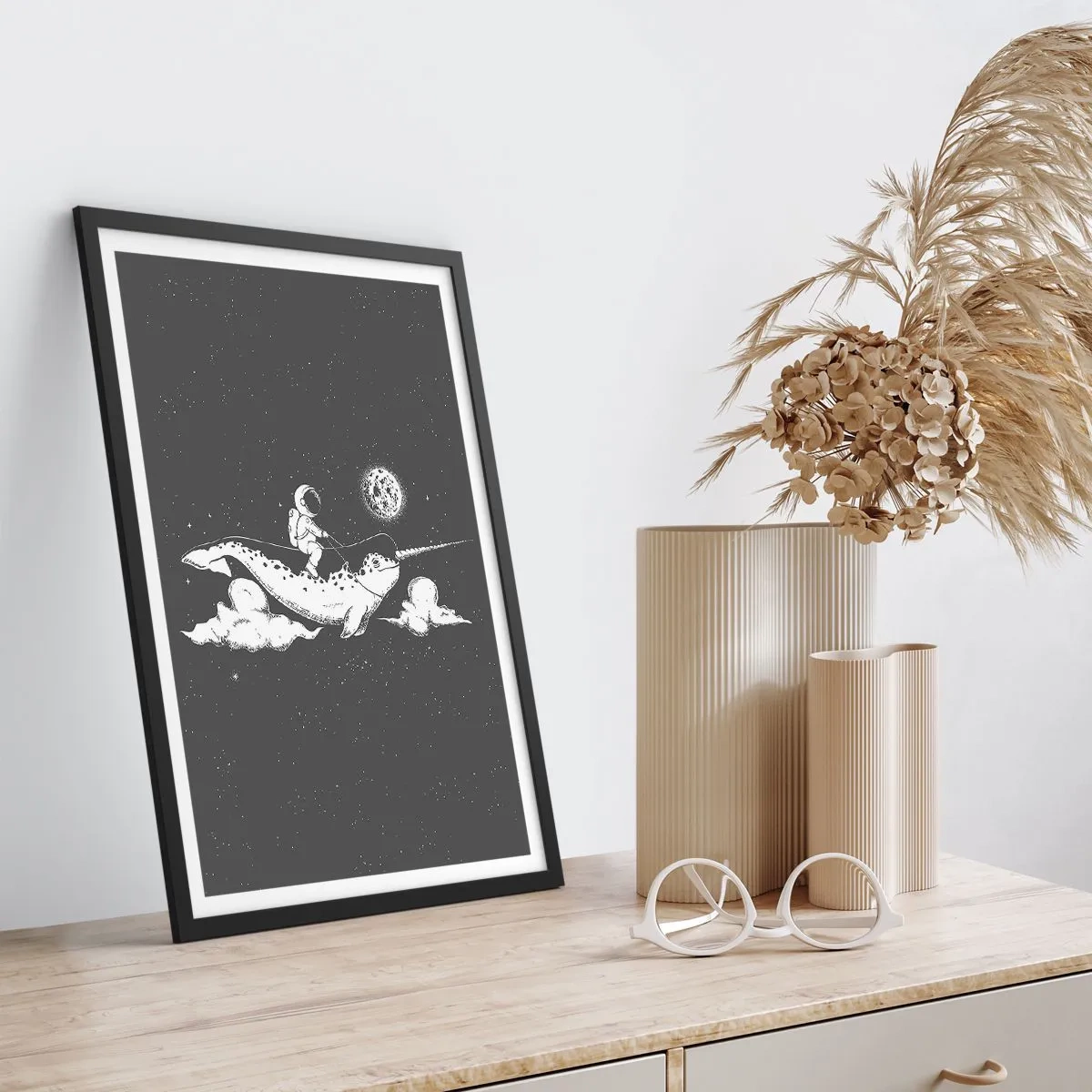 Pôster com moldura preta - Cavaleiro Espacial - 40x50 cm