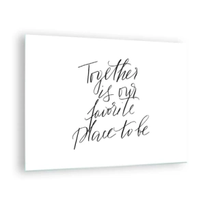 Quadro em vidro - Inscrição caligráfica minimalista em fundo branco - 70x50cm - Também sente isso? - Decoração de parede moderna para a sala de estar e quarto ARTTOR