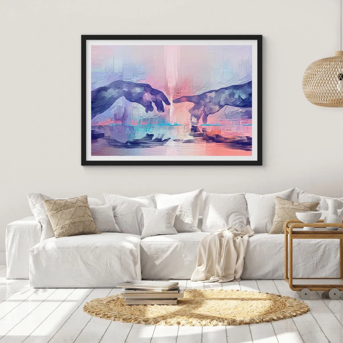 Pôster com moldura preta - Faísca divina da vida - 100x70 cm