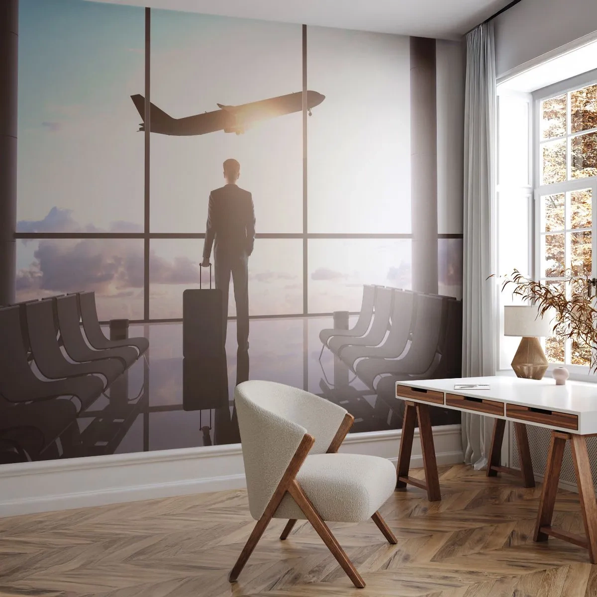 Papel de Parede Autocolante Deluxe Sticker - Tem tempo, desacelere - Aeroporto, Avião, Viagens - 250x175 cm