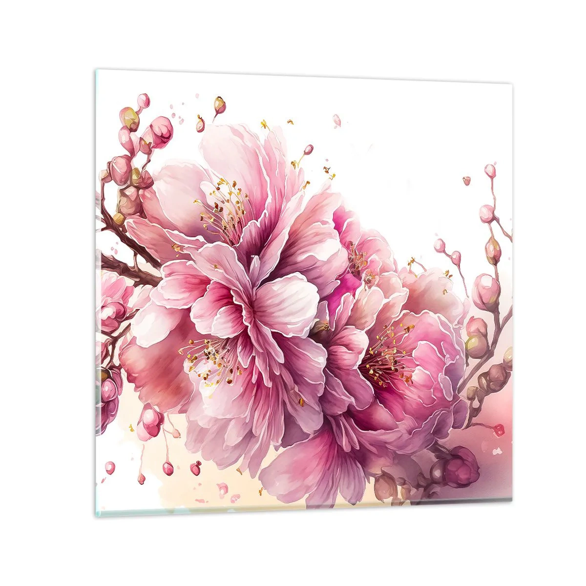 Quadro em vidro - Flor de cerejeira - 30x30 cm