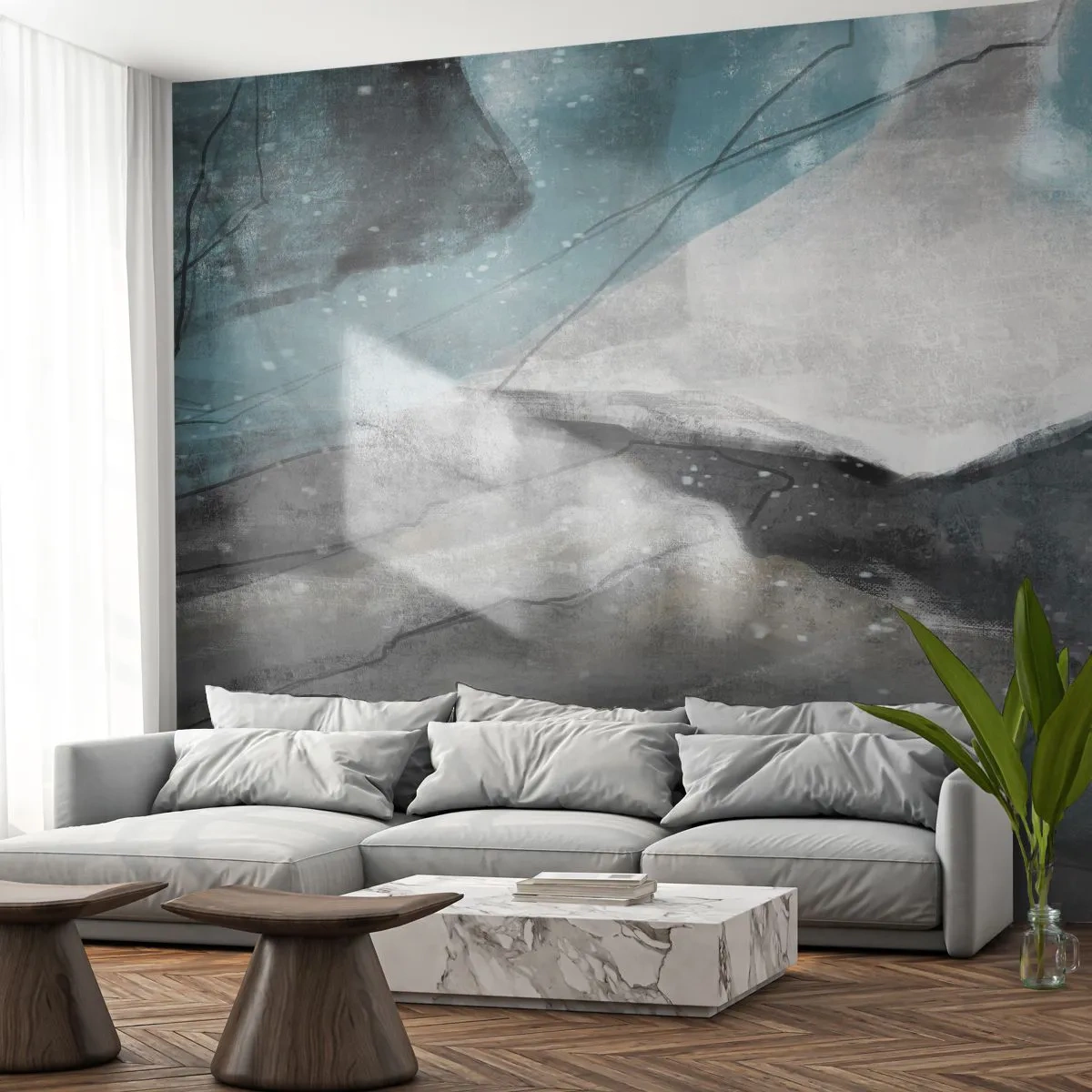 Papel de Parede Premium Canvas - Resumo: rochas e gelo - Minimalismo, Pedaço, Moderno - 250x175 cm