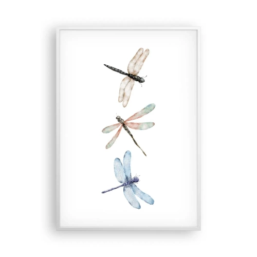 Pôster em moldura branca - Libélulas sem peso - 70x100 cm