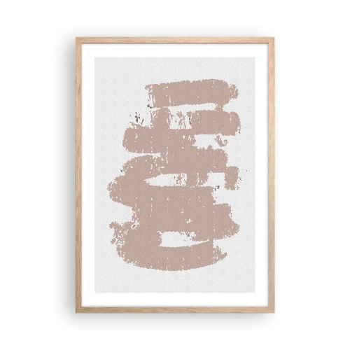 Pôster com moldura de carvalho claro - Abstração em rosa suave - 50x70 cm