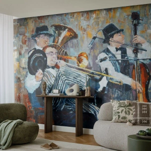 Papel de Parede Premium Canvas - Todo aquele jazz - Música, Banda, Instrumentos musicais - 450x315 cm