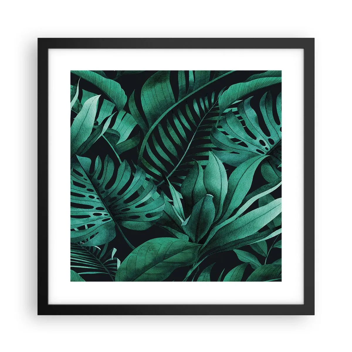 Pôster com moldura preta - A profundidade da vegetação tropical - 40x40 cm