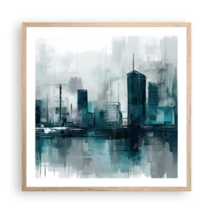 Pôster com moldura de carvalho claro - Uma cidade da cor da chuva - 60x60 cm