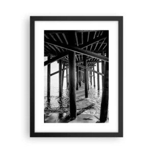 Pôster com moldura preta - Refúgio na praia - 30x40 cm
