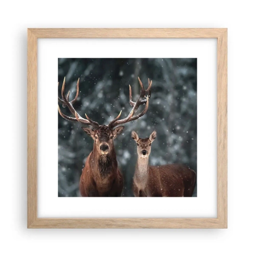 Pôster com moldura de carvalho claro - O senhor da floresta com sua esposa - 30x30 cm