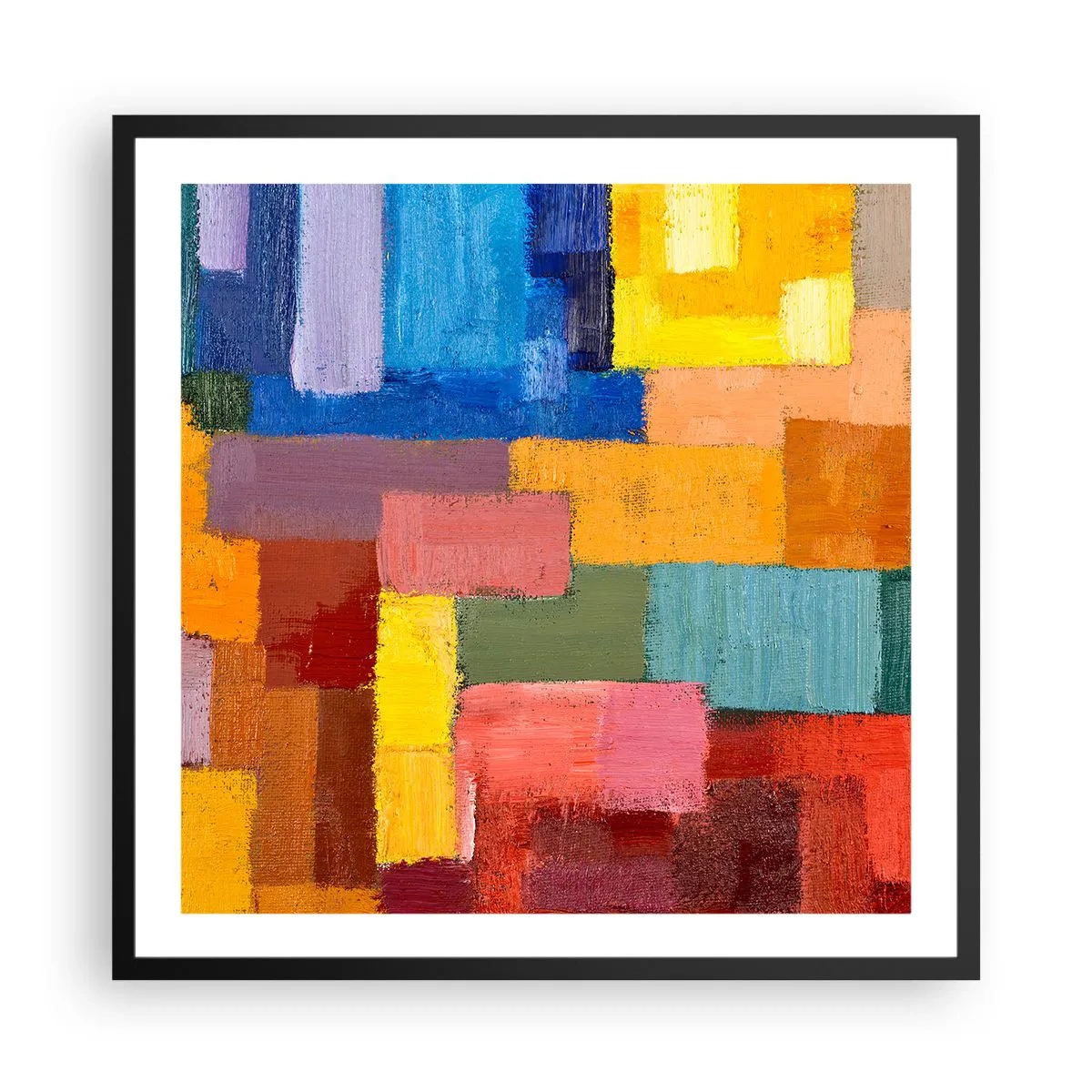 Pôster com moldura preta - Cada um diferente, todos coloridos - 60x60 cm