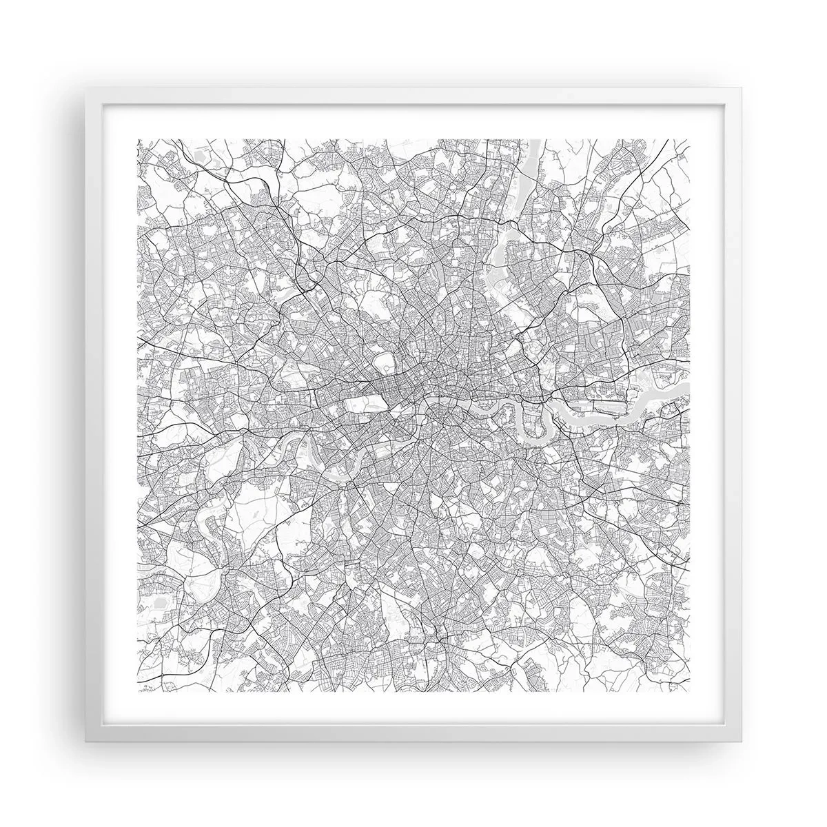 Pôster em moldura branca - Mapa do labirinto de Londres - 60x60 cm