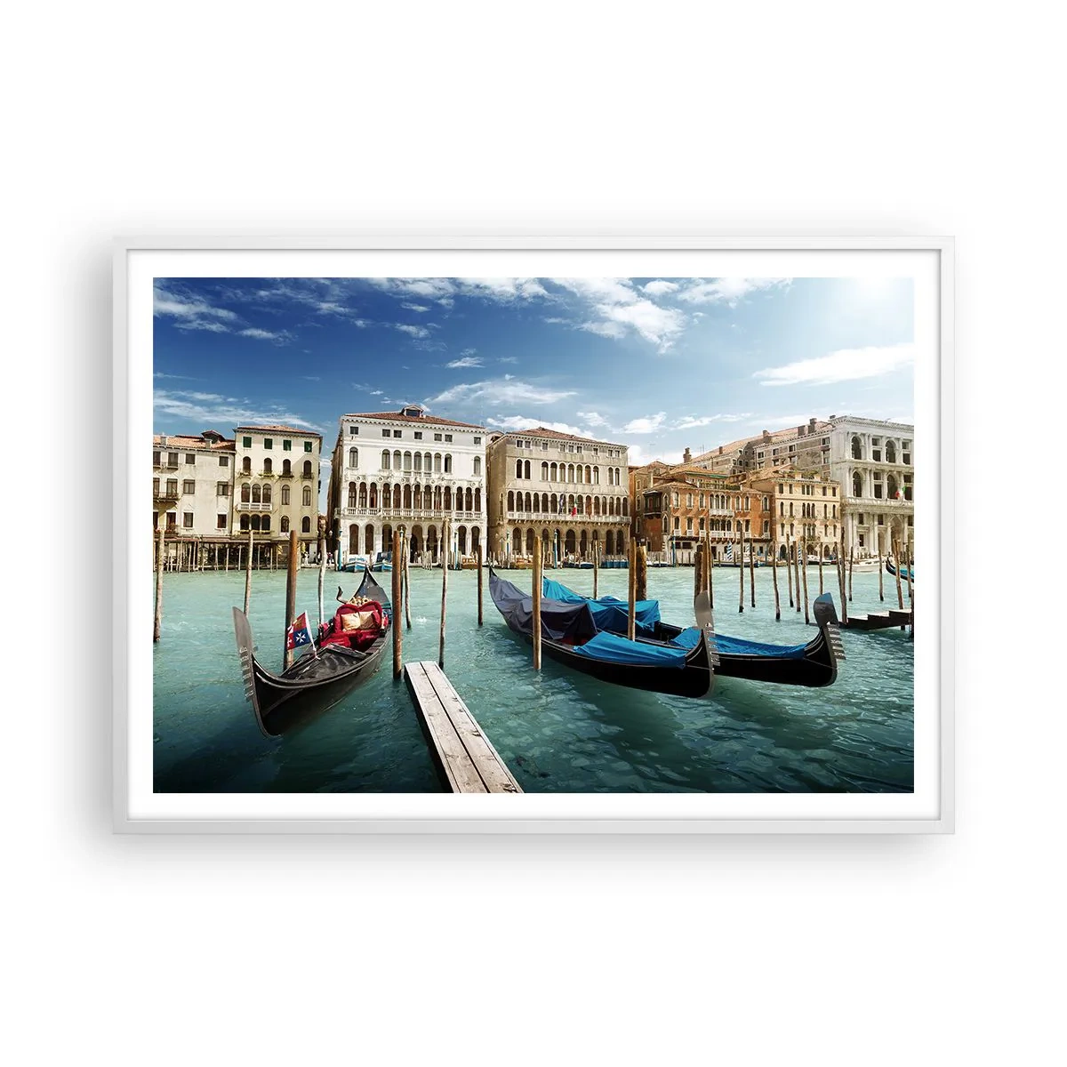 Pôster em moldura branca - Palácios em azul - 100x70 cm