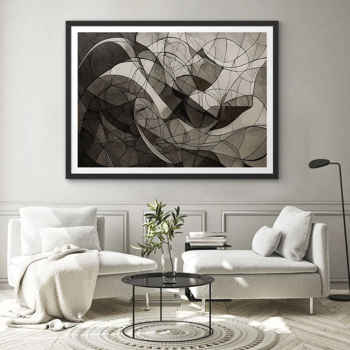 Pôster com moldura preta - Circulação das cores da terra - 70x50 cm